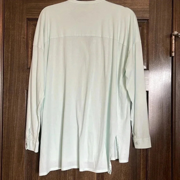 Eileen Fisher Long Sleeve Blouse Light Mint Green Womens Med 100% Cotton EUC - Picture 10 of 11
